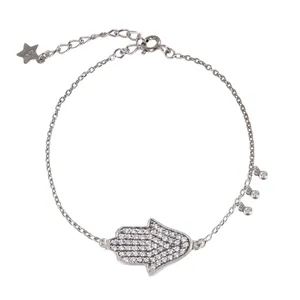 دستبند نقره زنانه بازرگانی میلادی مدل فانتزی کد DP_508 