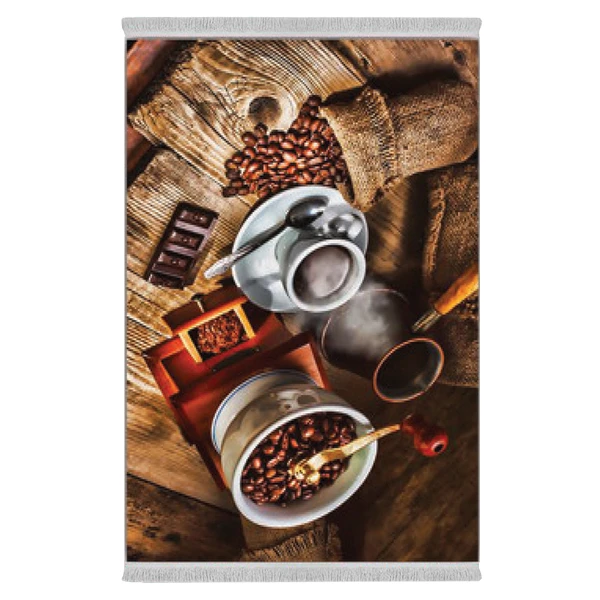 فرش پارچه‌ای دفه مدل فرشینه شانل مخمل ترک طرح فانتزی کد 00654