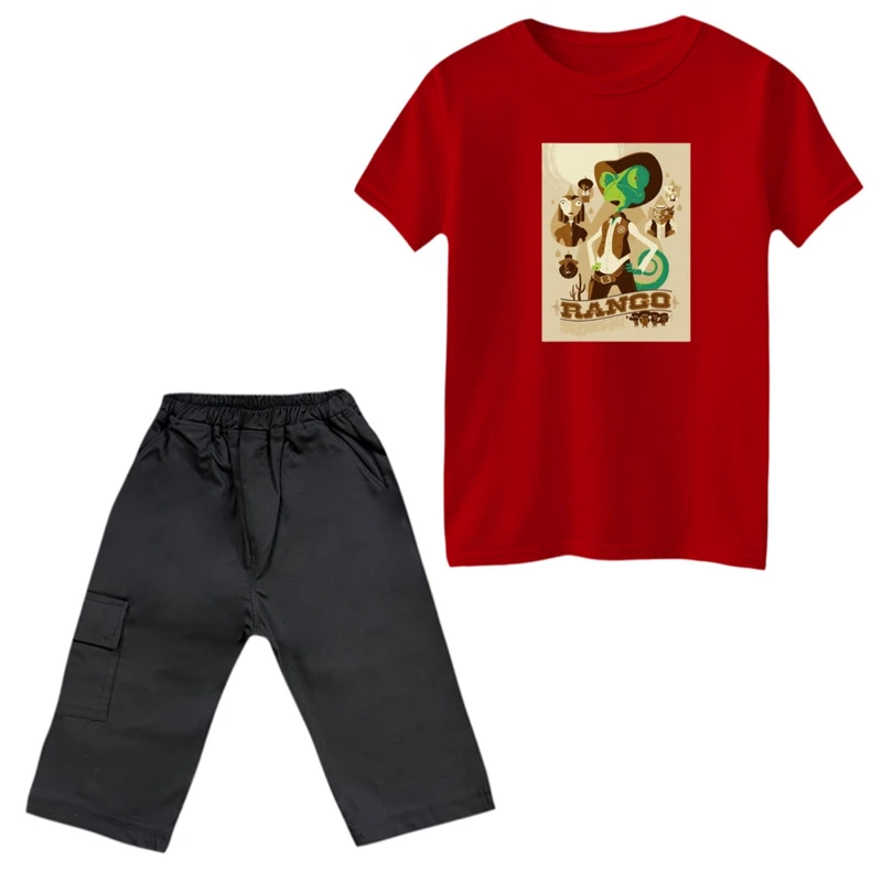 ست تی‌شرت و شلوارک پسرانه مدل تمبر