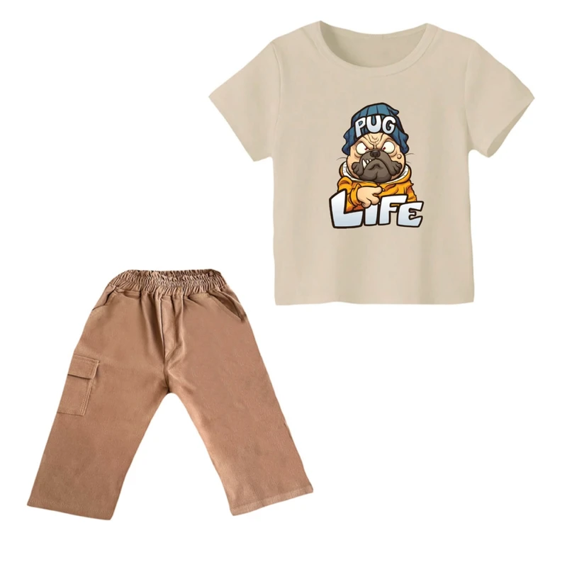 ست تی شرت و شلوارک پسرانه مدل سگ کد ۴