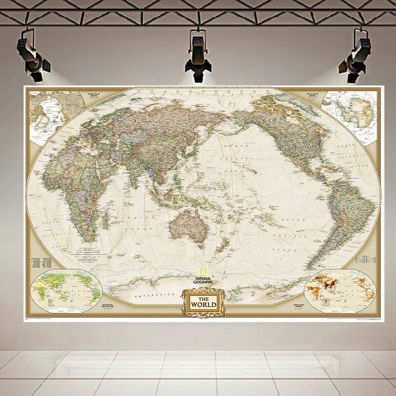 پوستر پارچه ای طرح نقشه جهان مدل National Geographic کد AR18700