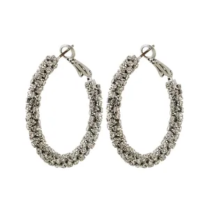 گوشواره زنانه مدل حلقه‌ای طرح نگین دار کد 0058