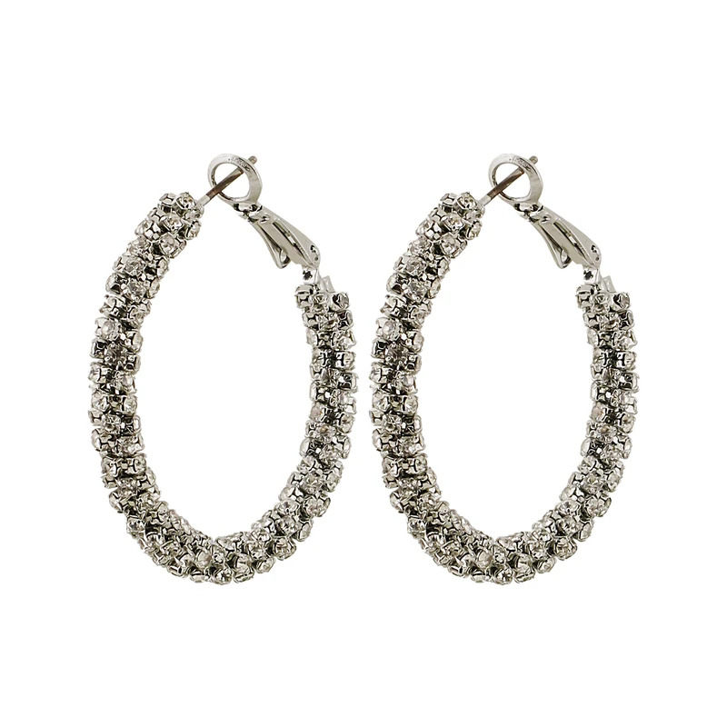 گوشواره زنانه مدل حلقه‌ای طرح نگین دار کد 0058