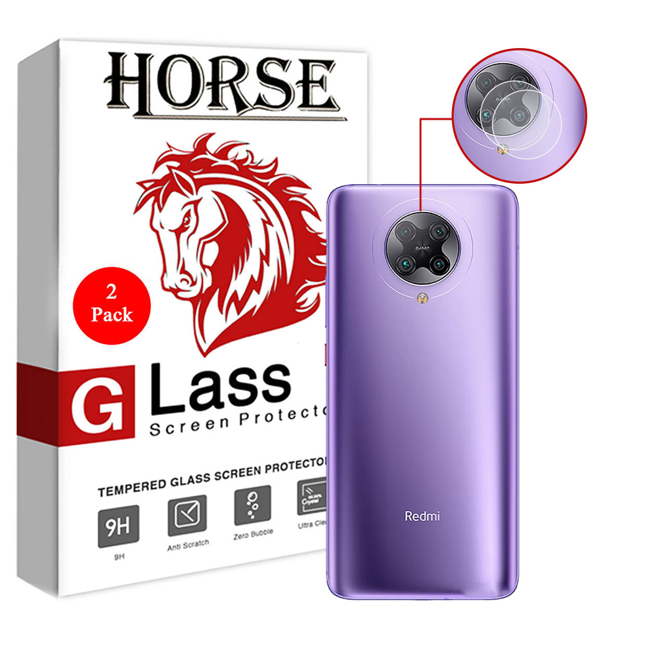 محافظ لنز دوربین هورس مدل UTF مناسب برای گوشی موبایل شیائومی Redmi K30 Pro Zoom بسته دو عددی