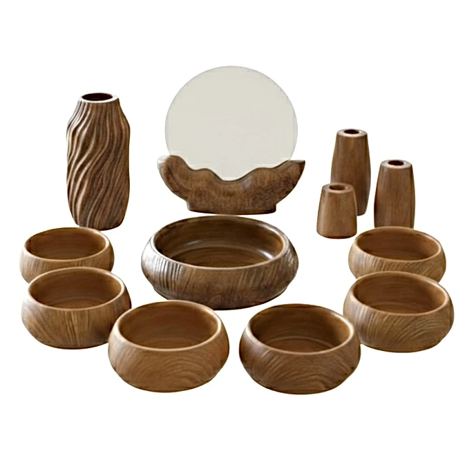 مجموعه ظروف هفت سین ۱۲ پارچه طرح چوب مدل Ch