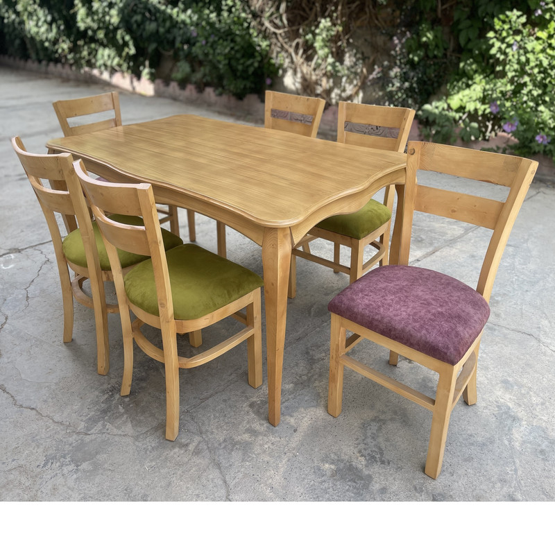 میز و صندلی ناهارخوری 6 نفره گالری چوب آشنایی مدل Khod-2Tir-Mah6