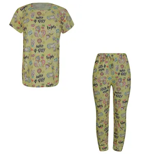 ست تی شرت آستین کوتاه و شلوار زنانه مدل 100103629