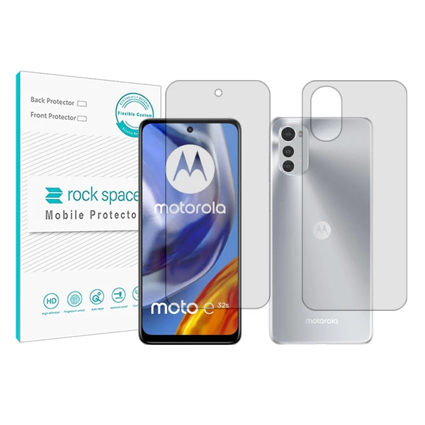 محافظ صفحه نمایش شفاف راک اسپیس مدل HyGEL مناسب برای گوشی موبایل موتورولا Moto E32s به همراه محافظ پشت گوشی