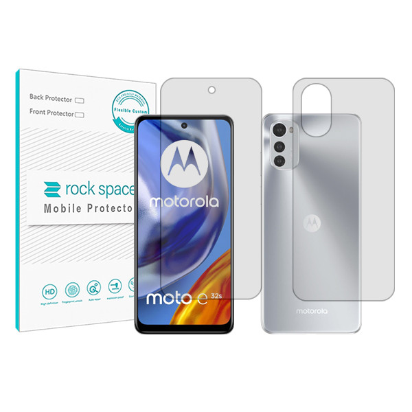 محافظ صفحه نمایش شفاف راک اسپیس مدل HyGEL مناسب برای گوشی موبایل موتورولا Moto E32s به همراه محافظ پشت گوشی