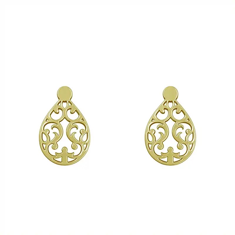 گوشواره طلا 18 عیار زنانه مدوپد مدل اسلیمی کد GA1-15279