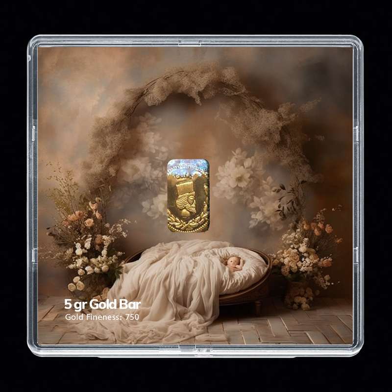 شمش طلا 18 عیار مدوپد مدل سبد و گل کد SG-10254