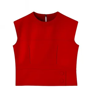 کراپ بلوز آستین تا روی شانه یقه گرد زنانه مدل 2066