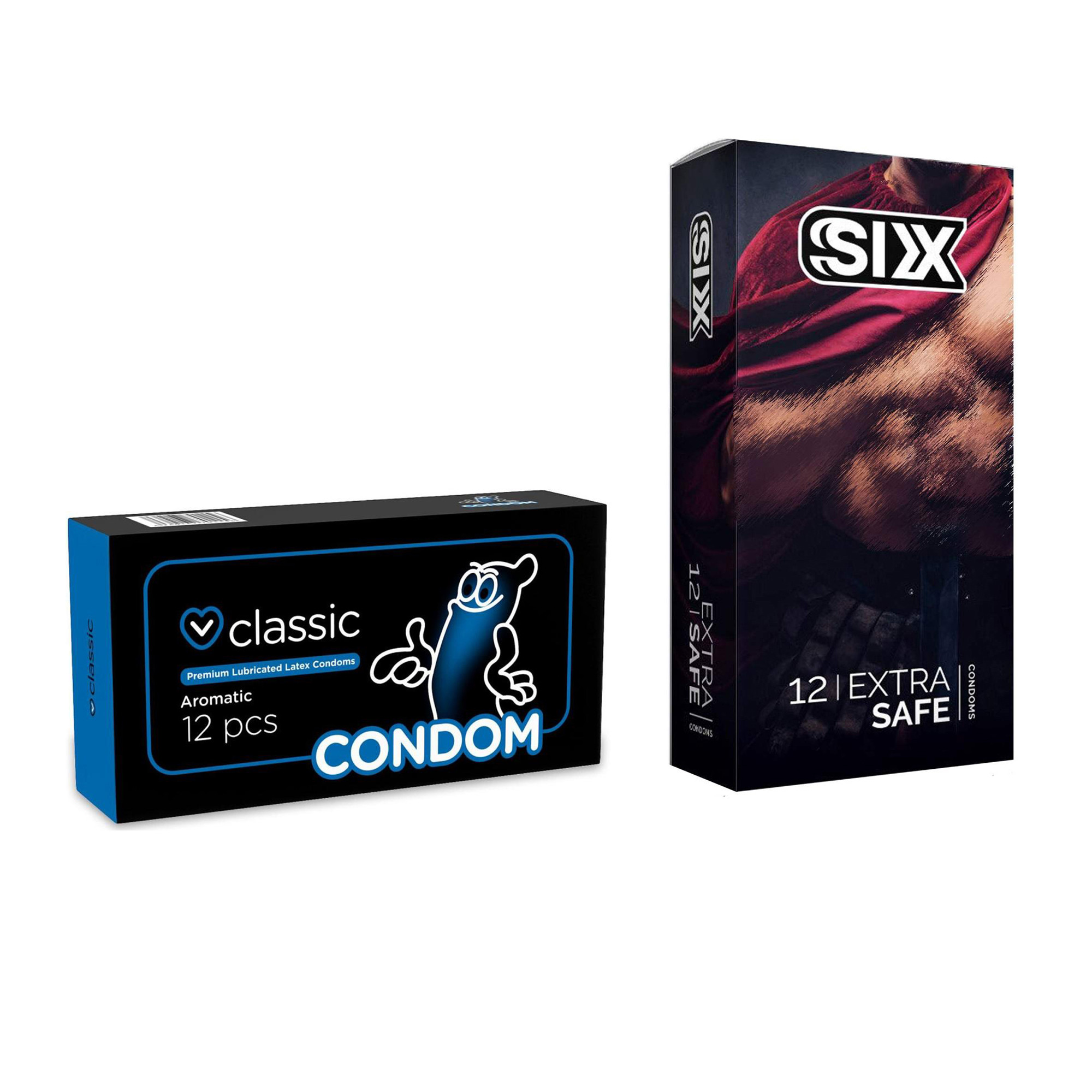 کاندوم سیکس مدل Max Safety بسته 12 عددی به همراه کاندوم کاندوم مدل Classic بسته 12 عددی کاندوم سیکس مدل Max Safety بسته 12 عددی به همراه کاندوم کاندوم مدل Classic بسته 12 عددی