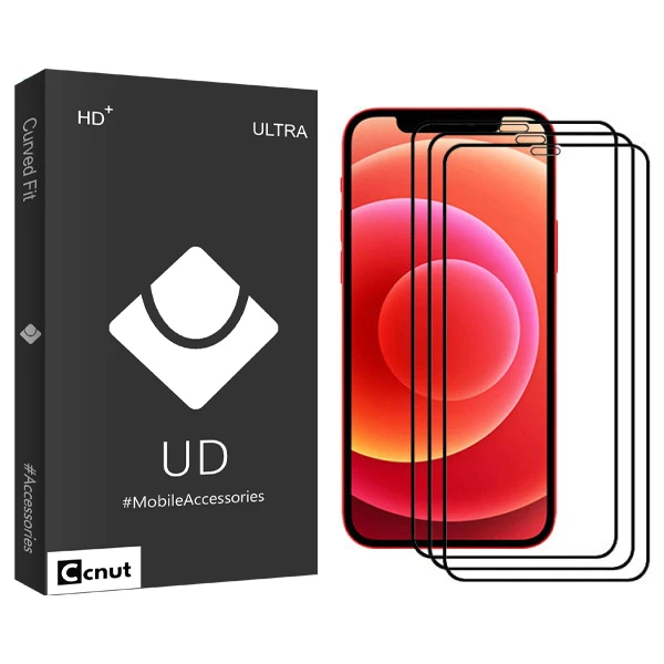 محافظ صفحه نمایش سرامیکی کوکونات مدل UD Black مناسب برای گوشی موبایل اپل Iphone 12/12Pro بسته سه عددی