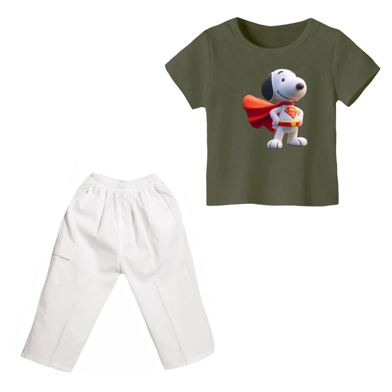 ست تی شرت و شلوارک پسرانه مدل اسنوپی کد ۷۱