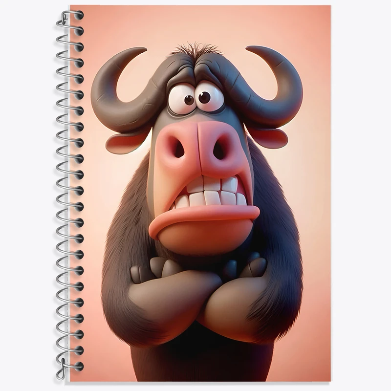 دفتر زبان 50 برگ خندالو مدل دو خط طرح گاو بامزه کد F7906