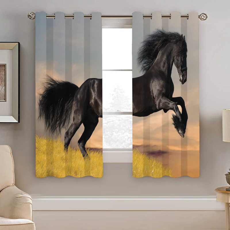 پرده نیروانا طرح اسپ مدل مخمل کد 4367 سایز 140×200 سانتی متر