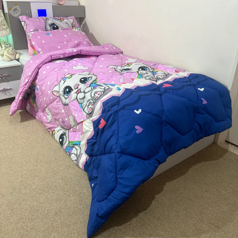 سرویس ملحفه 1 نفره 2 تکه مدل گربه ملوس