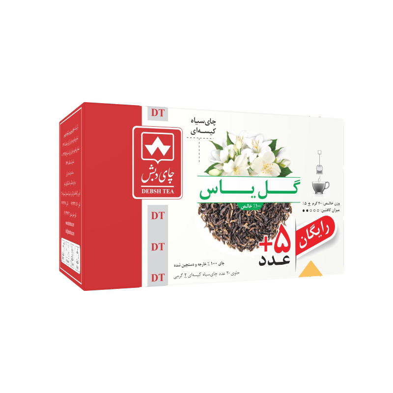 چای سیاه کیسه ای گل یاس چای دبش بسته 25 عددی