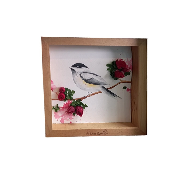 گل رز جاودان روبینا رُز مدل کلاژ آبرنگ بلبل 