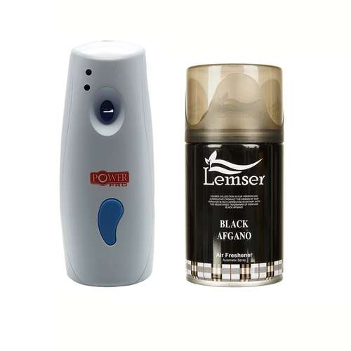 دستگاه خوشبوکننده هوا پاور پرو مدل اتوماتیک به همراه اسپری یدک خوشبو کننده هوا لمسر مدل Black Afgano حجم 250 میلی لیتر