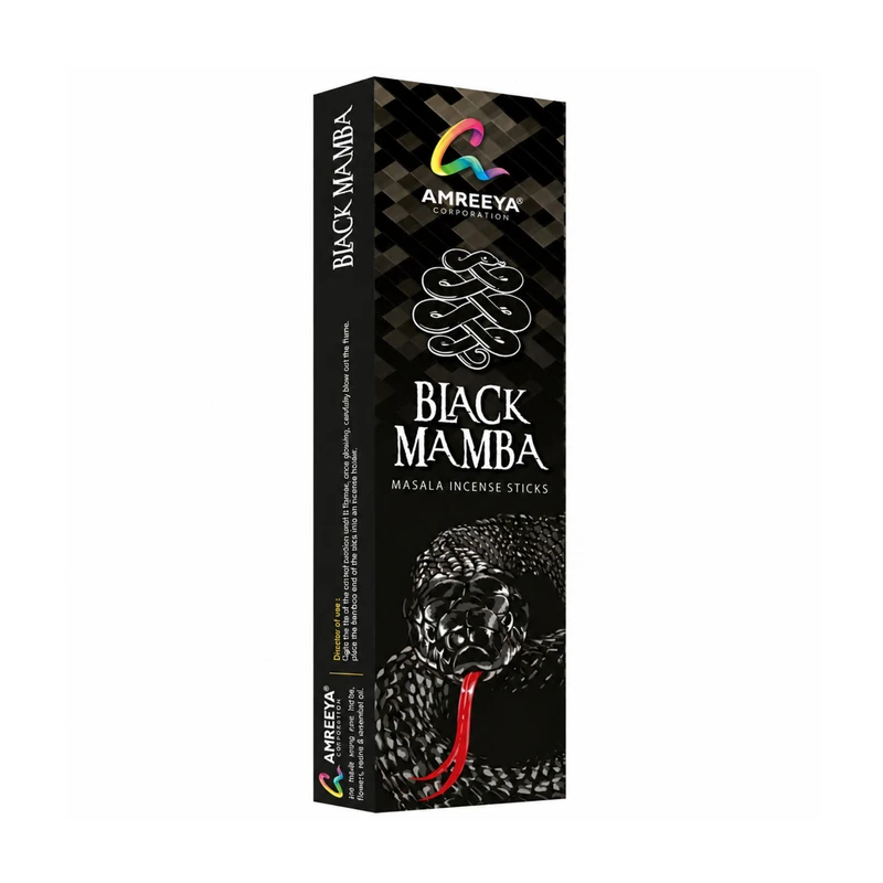 عود دست‌ساز آمریا مدل بلک مامبا مار BLACK MAMBA رایحه ادکلن بسته 30 عددی
