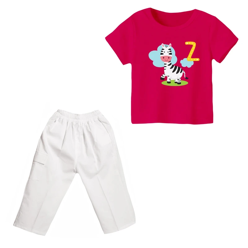 ست تی شرت و شلوارک دخترانه مدل گورخر کد ۵