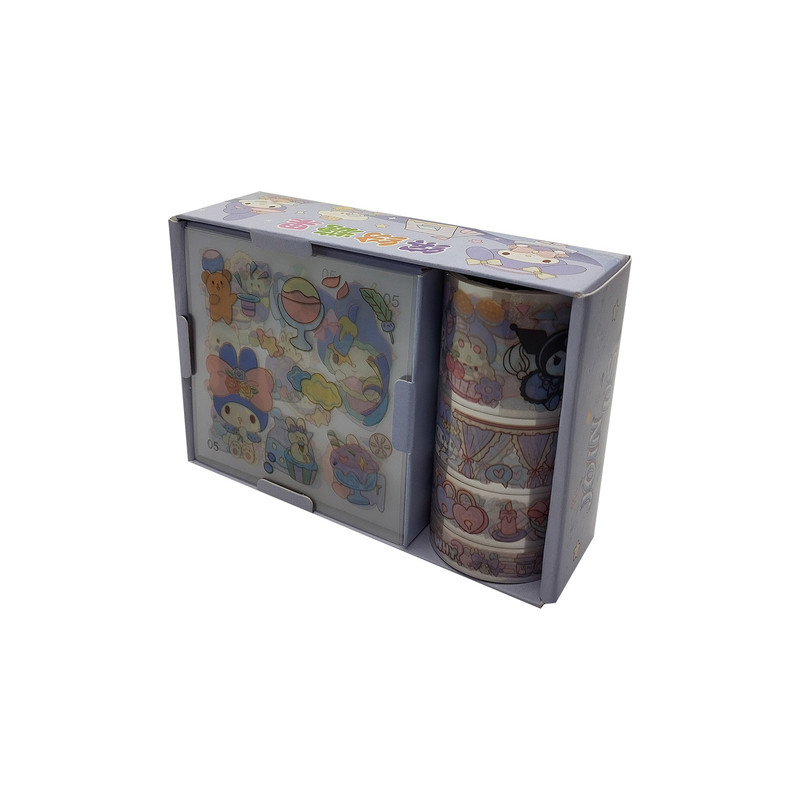 چسب نواری مدل واشی طرح خرگوش کد 111 مجموعه 4 عددی به همراه استیکر