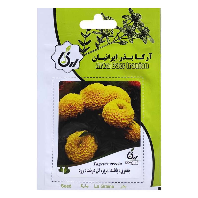  بذر گل جعفری پابلند پرپر گلدرشت زرد آرکا بذر ایرانیان کد ARK-012