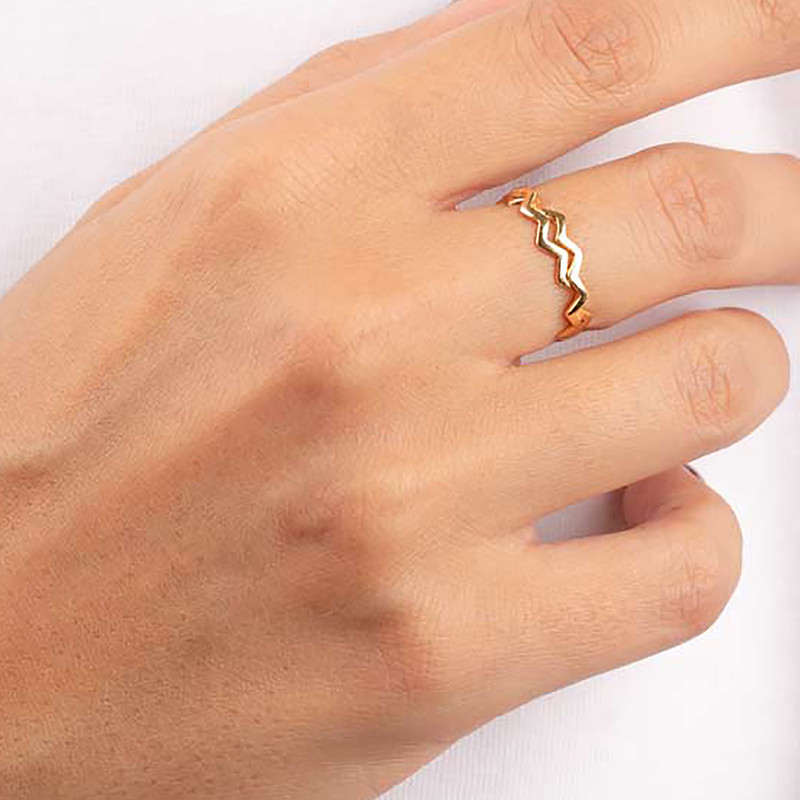 انگشتر طلا 18 عیار زنانه پرسته مدل زیگزاگی کد WR623  - 8