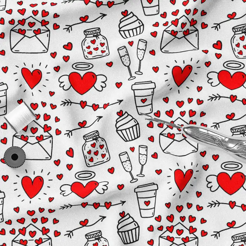 پارچه ملحفه پارچه باما مدل مخمل طرح قلب بی نهایت 5011547