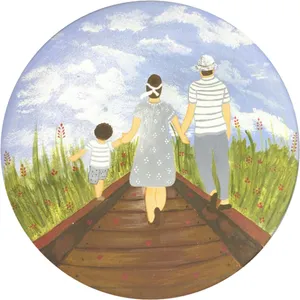 بشقاب دیوارکوب سفالی طرح پیک نیک کد 111