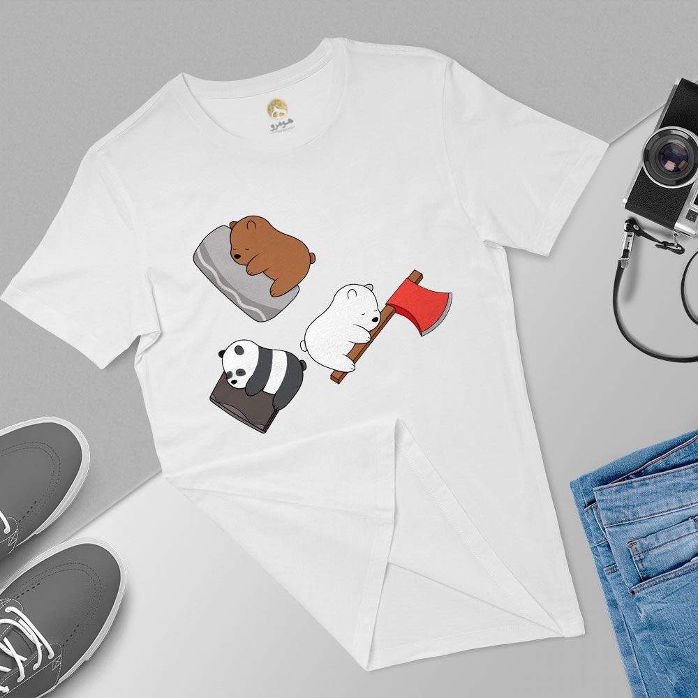 تی شرت آستین کوتاه زنانه هومرو مدل TW093 طرح خرس های کله فندقی -  - 5