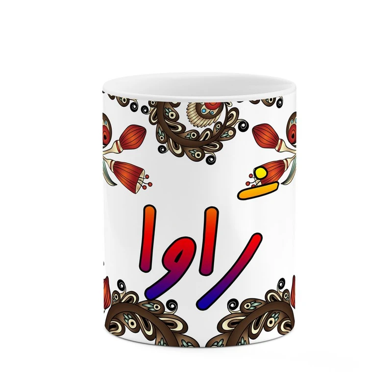 ماگ کاکتی مدل اسم ژاوا طرح سنتی گل و بته کد mgh45451