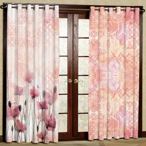 پرده مدل گل دار مخمل پانچی کد 1116L سایز 140x280 سانتی متر