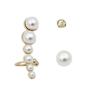 گوشواره دخترانه مدل لاله گوش مروارید کد 07 بسته 3 عددی