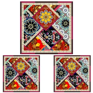 ست رومیزی سه تکه طرح چهل تکه کد 9935