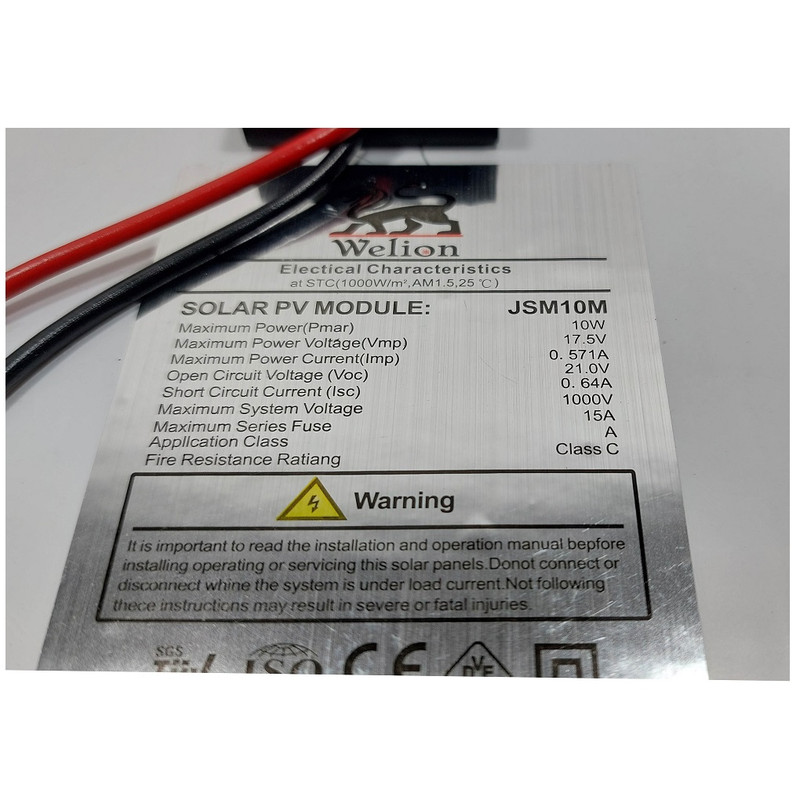 پنل خورشیدی ویلیون مدل BT-W10 ظرفیت 10 وات پنل خورشیدی ویلیون مدل BT-W10 ظرفیت 10 وات