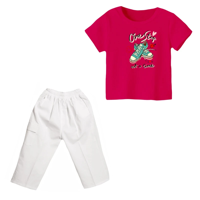 ست تی شرت و شلوارک دخترانه مدل کتونی کد 2