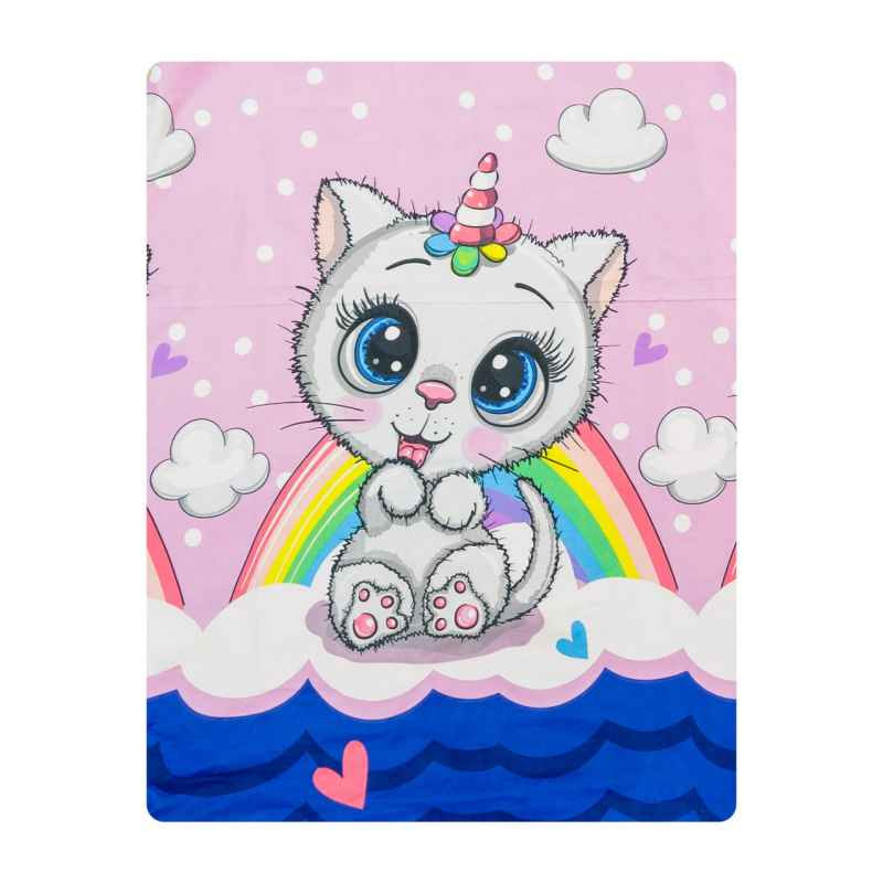 ملحفه کودک میکروفایبر آدنو مدل  Little cat کد MC05 سایز 100x150 سانتی متر