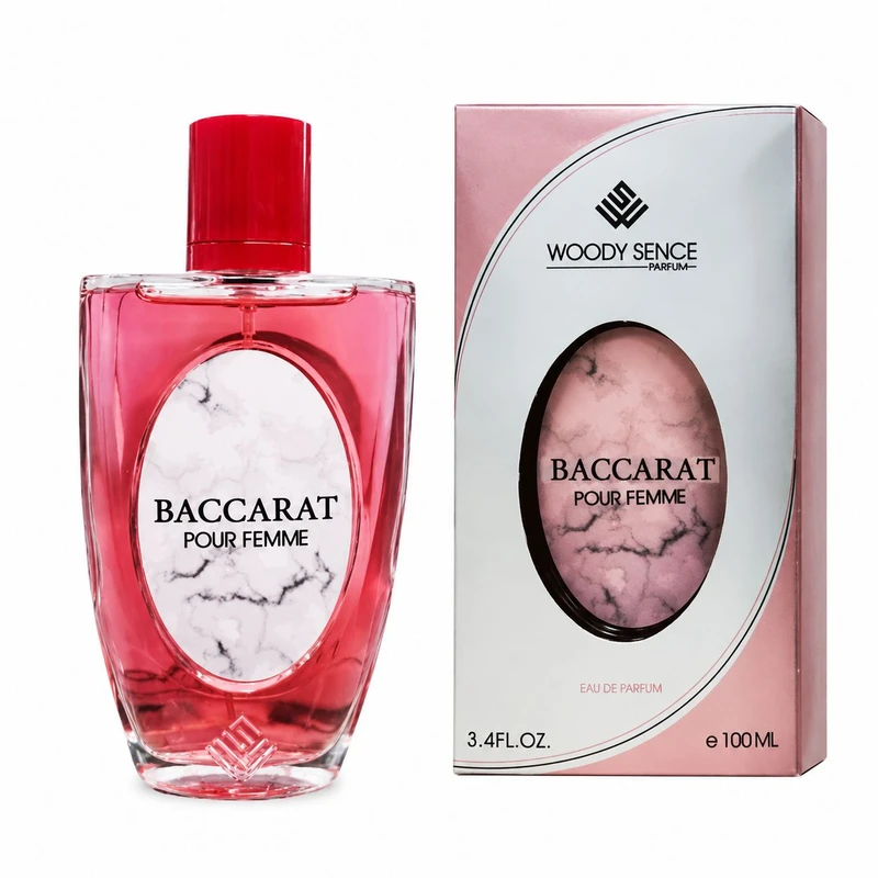 ادو پرفیوم زنانه وودی سنس مدل Baccarat با رایحه گرم و شیرین حجم 100 میلی لیتر