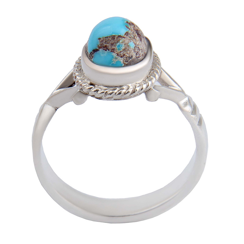 انگشتر نقره زنانه بازرگانی میلادی مدل سنگ فیروزه طبیعی طرح کلاسیک کد AW_683