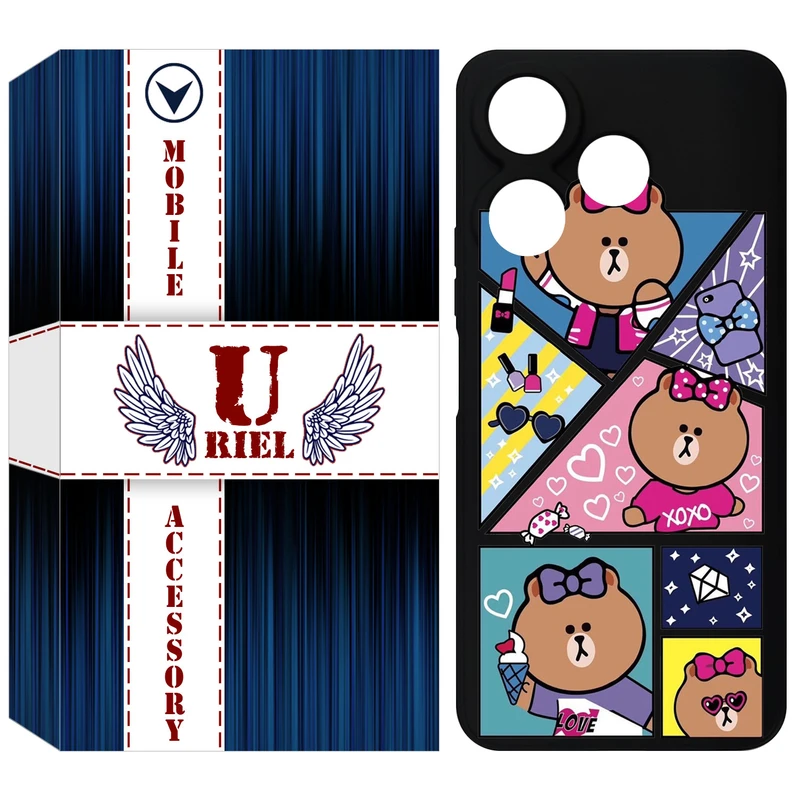 کاور یوریل قاب مدل KSH کد 13 طرح Brown مناسب برای گوشی موبایل شیائومی Redmi 13 4G / Redmi 13 5G / Poco M6 4G