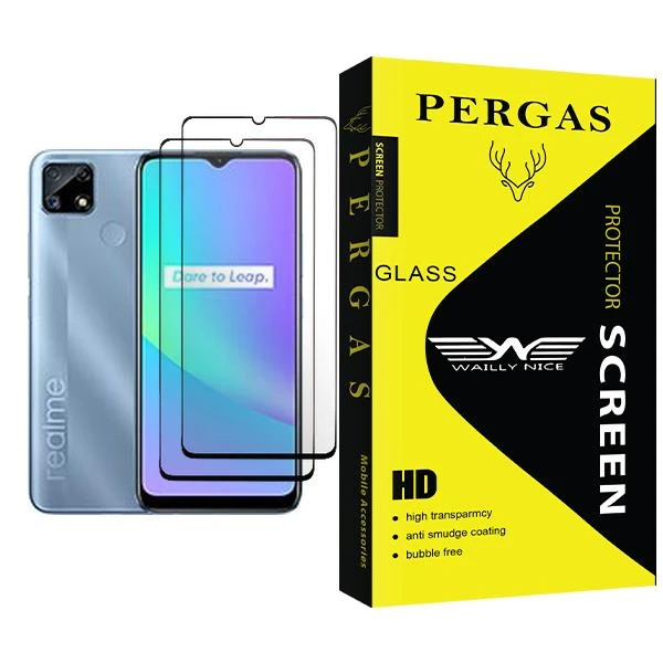 محافظ صفحه نمایش وایلی نایس مدل Pergas Glass MIX002 مناسب برای گوشی موبایل ریلمی C25 بسته دو عددی