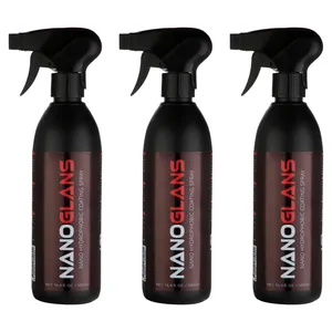 محلول نانو فوق آبگریز نانوگلنز مدل HYDROPHOBIC-COATING حجم 500 میلی لیتر بسته 3 عددی