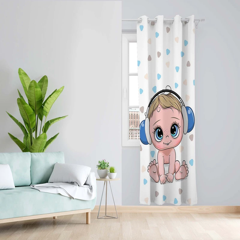 پرده طرح کودک مدل مخمل پانچی کد 5382L z سایز 140x200 سانتی متر