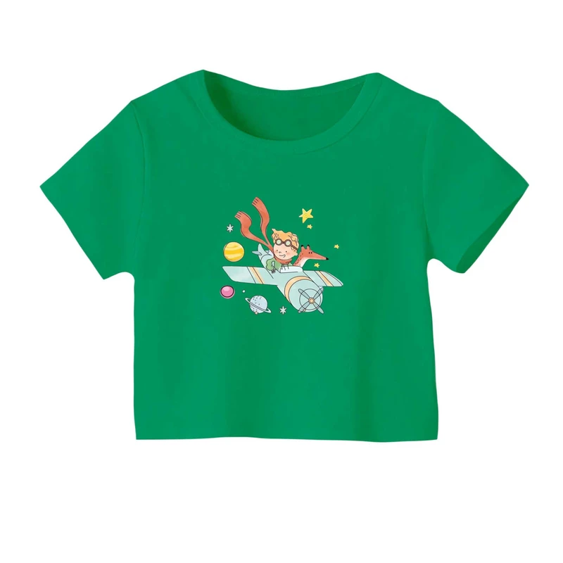 کراپ‌ تی‌شرت آستین کوتاه زنانه مدل شازده کوچولو