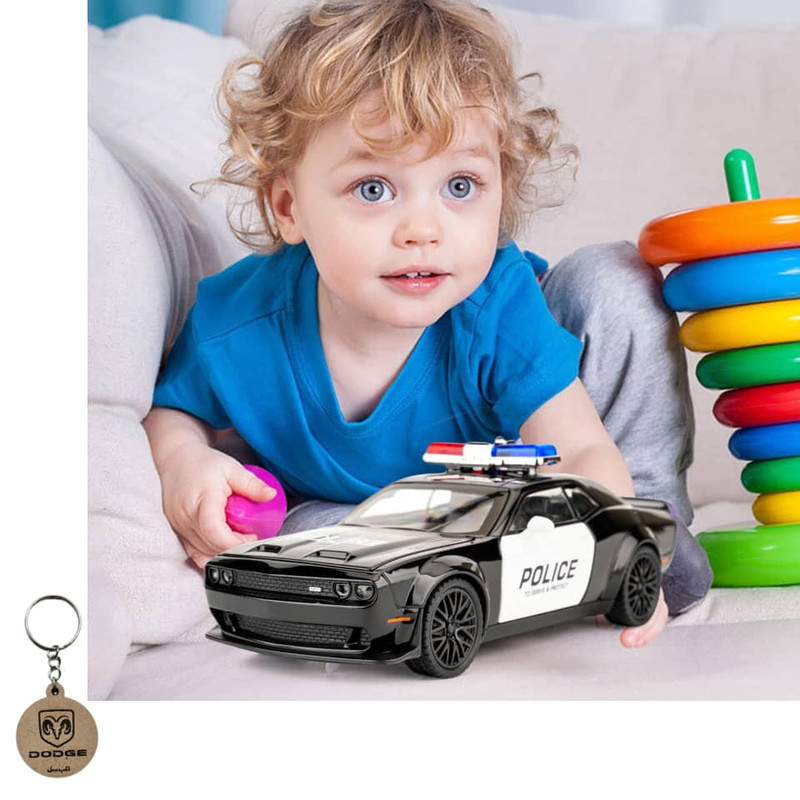ماکت ماشین ناب سل مدل دوج چلنجر هلکت پلیس فلزی همراه با جاسوییچی Dodge Challenger SRT Police