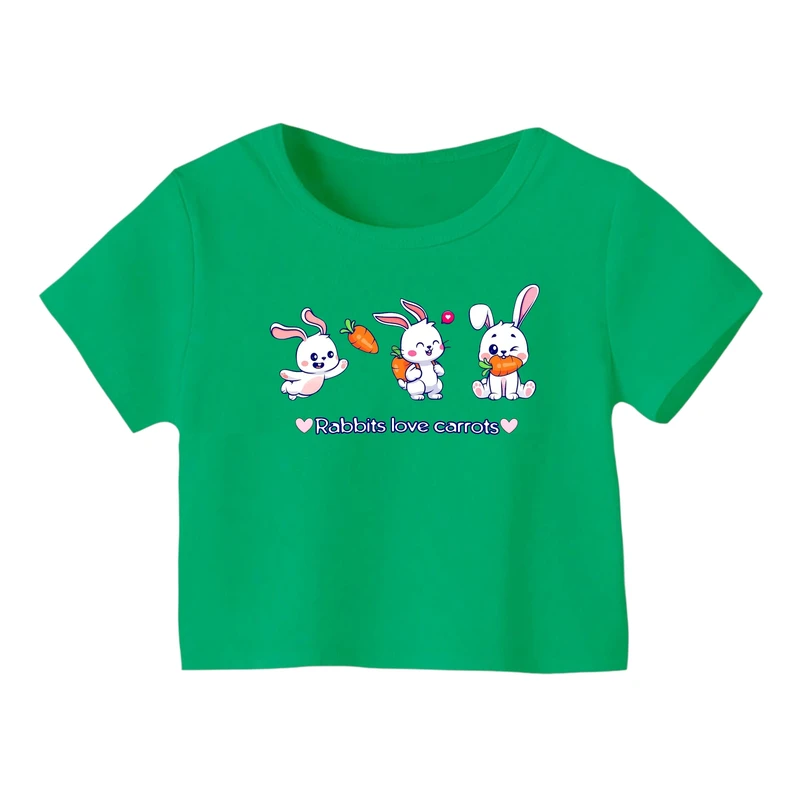 کراپ‌ تی‌شرت آستین کوتاه زنانه مدل خرگوش‌ کد ۱۲