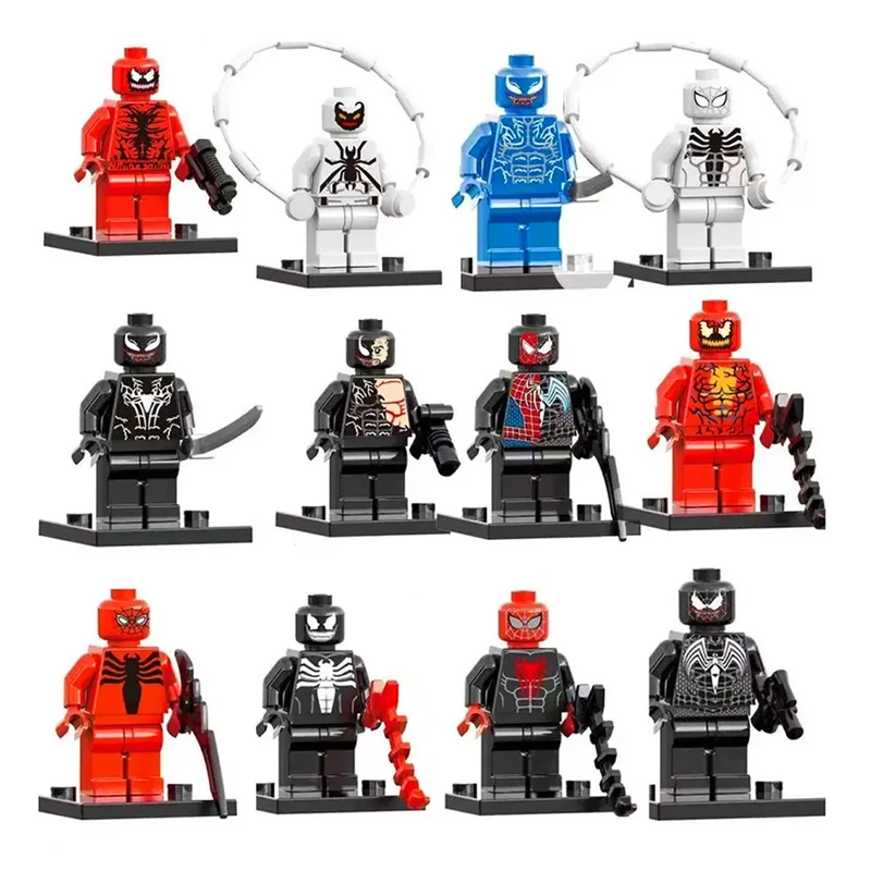 فیگور مدل مینی سلاح دار طرح ونوم و مرد عنکبوتی کد 123-293 مجموعه 12 عددی ارتفاع 6 سانتی متر